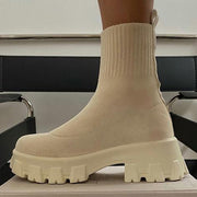 Women Short Knitting Platform Ankle Boots