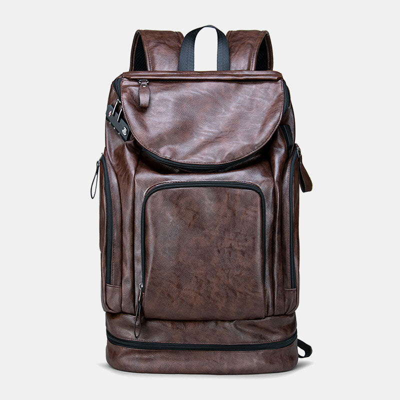Men Faux Leather Large Capacity Anti-theft 14 Inch Laptop Bag Travel B – Come4Buy eShop