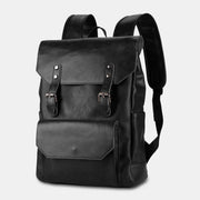 Men PU Leather Large Capacity Breathable Backpack Fashion Waterproof Abrasion-resistant Anti-theft 14 Inch Laptop Bag