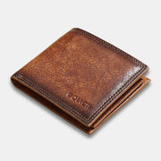 Men Genuine Leather Short RFID Anti-theft Multi-card Slot Card Holder Coin Purse Wallet Cowhide Money Clip