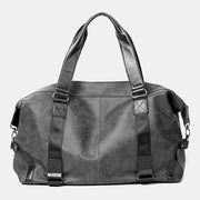 Men PU Soft Leather Large Capacity Handbag 14 Inch Laptop Bag Casual Travel Multi-pocket Luggage Crossbody Bag Shoulder Bag