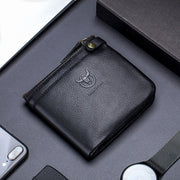 محافظ للرجال جلد طبيعي RFID محفظة حجب 8 بطاقة حامل سستة المحفظة