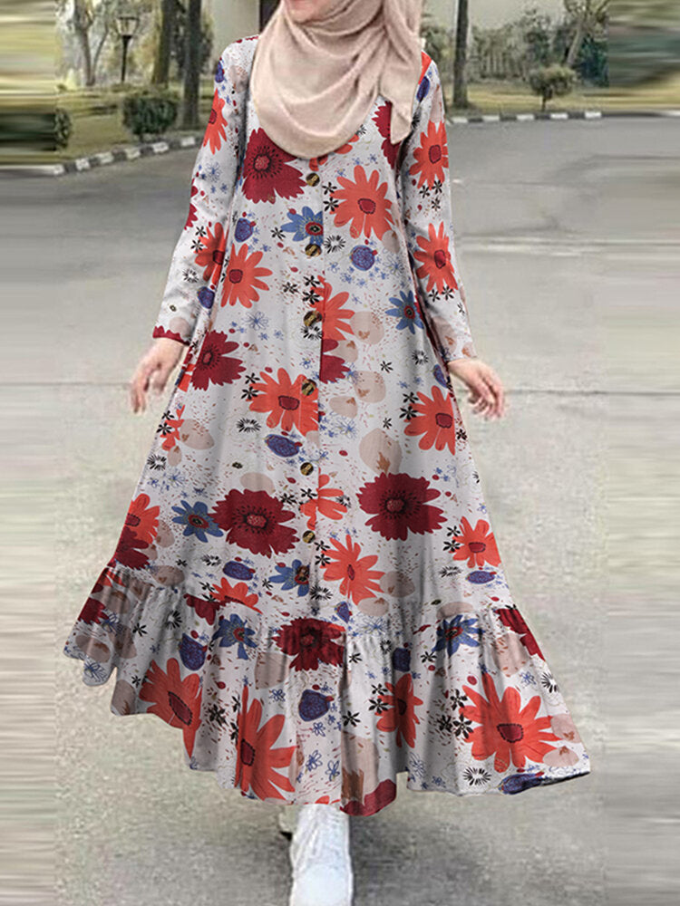 xiomara floral print long sleeve cotton dress Harper