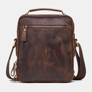 Men Genuine Leather Multifunction Multi-Pocket Vintage Briefcases Messenger Bag Crossbody Bag Handbag