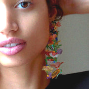 Long Hand Braided Floral Fringe Earrings