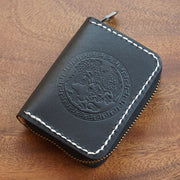 Men Gradient First Layer Cowhide Zipper Wallets RFID Anti-magnetic Multi-card Slot Card Holder Coin Purse