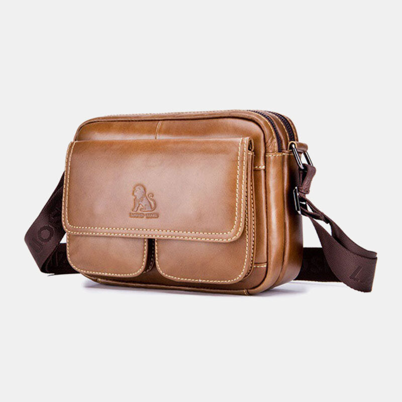 Brown Leather Large crossbody pocket