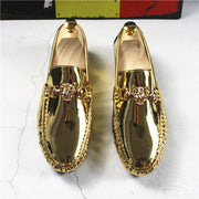 Fashion Young Casual Loafers Nsapato za Golden Silver Men Shoe