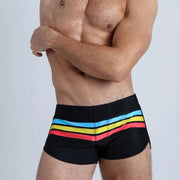 Color Stripes Boxer Shorts Nylon Swimming Beach Shorts Swimming Trunks