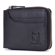 Boy Wallet Leather Zipper Card Holder Wallet Retro RFID Blocking Secure Bag