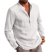 Camicie à maniche lunghe per uomo in lino di cotone Plus Size