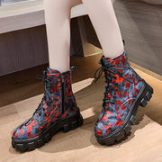 Vysoké boty na platformě Martin boots potištěné maskáčové kotníkové boty 5cm