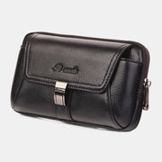 الرجال جلد طبيعي سعة كبيرة ريترو 6.3 بوصة حقيبة الهاتف الخصر حقيبة متعددة الوظائف حقيبة حزام أفقي