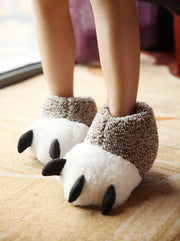 Autumn and winter super soft paw shoes cute bear paw plush cotton slippers