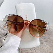 Sunshade Cat-eye မျက်မှန် Crystal Bling နေကာမျက်မှန်