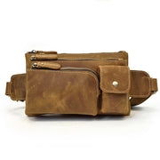 Mini Travel Leather Waist Pack 3 Layer