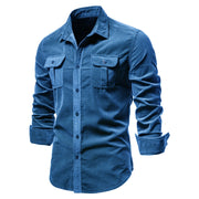 New Single Breasted 100% Cotton Men Shirt Business Casual