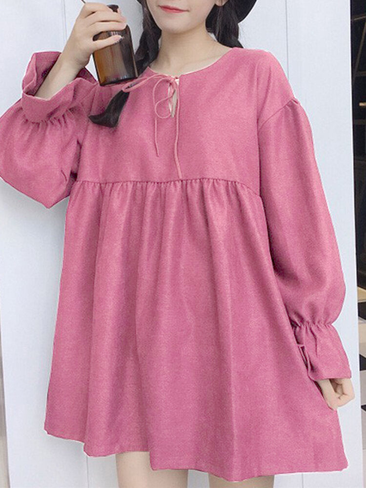 Pleating Long sleeve Pure Color Korean Style Women Mini Dress Come4Buy eShop Pleating Long sleeve Pure Color Korean Style Women Mini Dress Come4Buy eShop