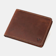 Men Genuine Leather RFID Anti-theft Foldable Retro Business Ultra-thin Card Holder Wallet