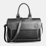 Men Retro Multi-compartment Briefcase Flap-Over Large Capacity Soft PU Leather Messenger Bag Crossbody Bags Handbag Shoulder Bag