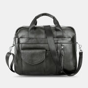 Տղամարդկանց բնական կաշվից Բազմագրպան Vintage 14 դյույմ Laptop Bag Briefcases Crossbody Bag Ուսի Պայուսակ Ձեռքի պայուսակ