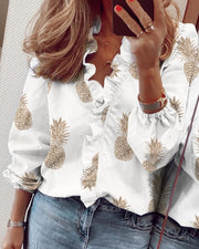 Λευκές μπλούζες με βολάν Μπλούζες & Πουκάμισα για Γυναικεία Plus Size