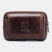 Business Men Vintage Genuine Leather Waist Bag 5.8 Inch Phone Bag