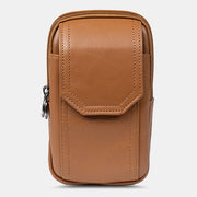 Men Genuine Leather Multifunction 6.5 Inch Phone Bag Retro Large Capacity Cigaret Case Pocket Belt Bag Waist Bag