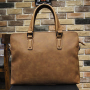 Men Rub Color Vintage Large Capacity Waterproof Briefcase Handbag Work Bag Fashion Casual 14  Inch Laptop Bag