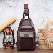 Men Genuine Leather New Vinatge Large Capacity Chest Bag Shoulder Bag Crossbody Bag