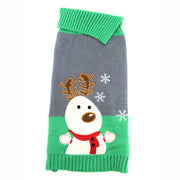 聖誕寵物衣服灰綠色雪人麋鹿秋冬針織毛衣