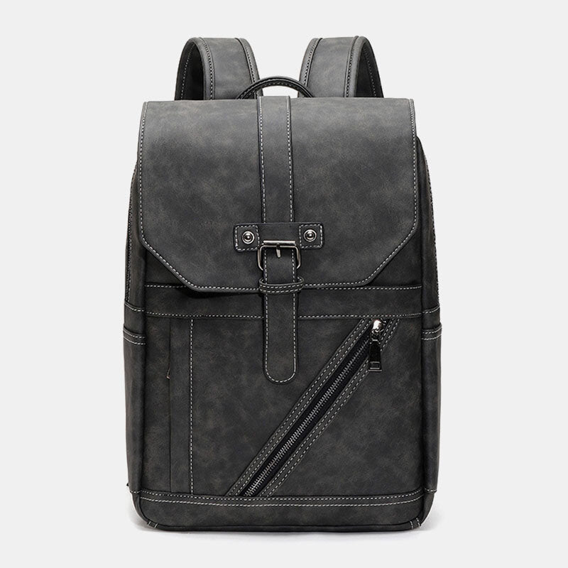 Men Multi-pocket Breathable PU Leather Backpack Vintage 14 Inch Laptop – Come4Buy eShop