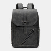 Men Multi-pocket Breathable PU Leather Backpack Vintage 14 Inch Laptop Bag Large Capacity Travel Bag