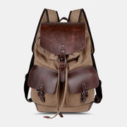 Casual Men Canvas Large Capacity Side Zipper Pocket Backpack 15.6 Inch
