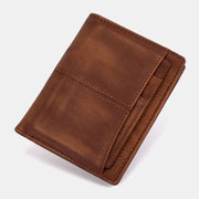Men Genuine Leather RFID Anti-theft Made-old Business Retro Multi-slot Card Holder Wallet