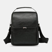Gason PU Leather Vintage Texture Gwo Kapasite Zip Decor Crossbody Bag Zepòl sak valiz