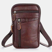 Men Genuine Leather Multi-kunyamula Anti-kuba 6.5 Inchi Phone Bag Crossbody Bag M'chiuno Bag Sling Thumba