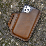 Ang Men's Genuine Leather Convenient Solid Color 6.3inch Phone Case Wallet Belt Bag Waist Bag