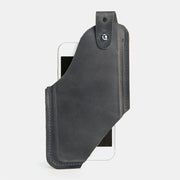 Men Genuine Leather Ultra-thin Horizontal Tactical 6.5 Inch Phone Bag Belt Sheath