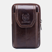 Genuine Leather Vintage Zipper Phone Bag Waist Bag For Business Bag