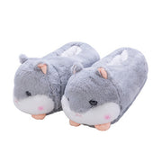 Cute Hamster Slippers Cartoon Design Winter Warm Ladies Plush Shoes