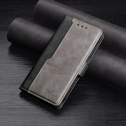 For Samsung Galaxy Note20 Retro Texture Contrast Color Side Buckle Horizontal Flip Leather Case