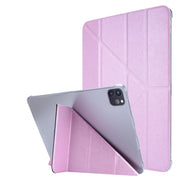 Për iPad Pro këllëf tabletash lëkure me teksturë mëndafshi me deformim horizontal me mbajtës