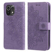 For Xiaomi Mi 11 7-petal Flowers Embossing Pattern Horizontal Flip PU Leather Case with Holder