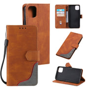 For Xiaomi Mi 11 Three-color Stitching Calf Texture Horizontal Flip Leather Case with Holder