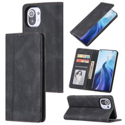 For Xiaomi Mi 11 Skin Feel Pressure Line Magnetic Horizontal Flip Leather Case with Holder