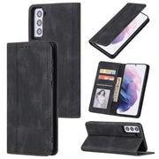 For Samsung Galaxy S21+ 5G Skin Feel Pressure Line Magnetic Horizontal Flip Leather Case with