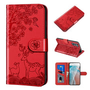 For Samsung Galaxy S21+ 5G Sika Deer Embossing Pattern Horizontal Flip PU Leather Case with Holder