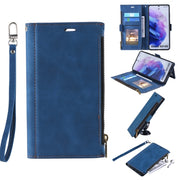 For Samsung Galaxy S21+ 5G Side Zipper Back Card Horizontal Flip PU Leather Case with Card Slots