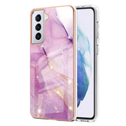 For Samsung Galaxy S21+ 5G Electroplating Marble Pattern Dual-side IMD TPU Shockproof Case(White